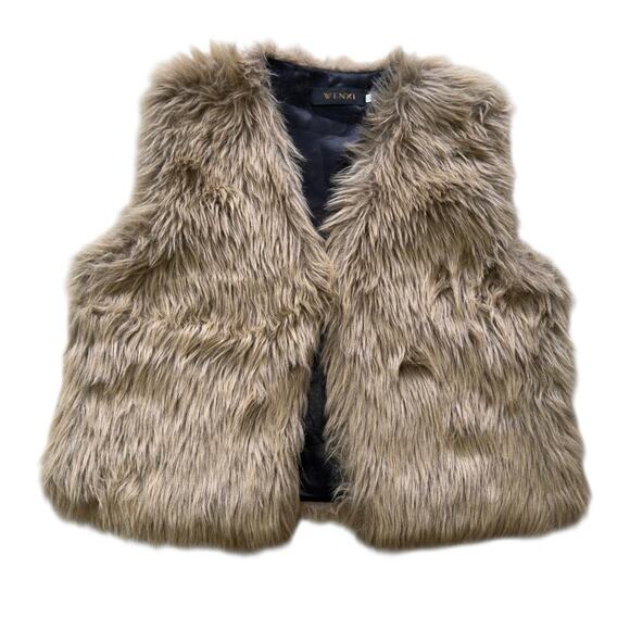 Wenxi Jackets & Blazers - Wenxi Tan Faux Fur Vest XL